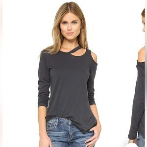 LNA long sleeve cut out tee, charcoal, xs
